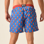 Soda Print Swim Shorts // Style 2 // Blue + Red + White (M)