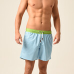 O Print Swim Shorts // Blue + Green + White (2XL)