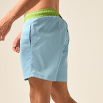 O Print Swim Shorts // Blue + Green + White (L)