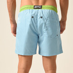 O Print Swim Shorts // Blue + Green + White (XL)