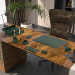 Leather Desk Organizing Set // Green