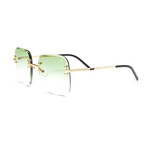 Men's Vintage Classic C Square Sunglasses // 18k Gold + Gradient Green