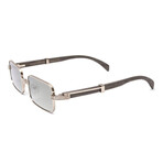 Men's Rectangular Brigade Sunglasses // Silver + Gray Wood
