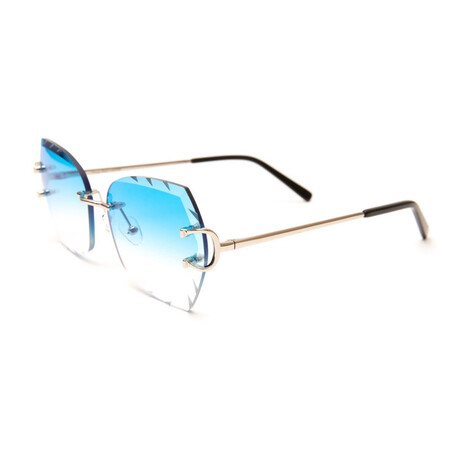 Women's Classic C Diamond Cut Sunglasses // Silver + Gradient Blue