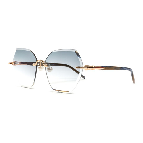 Women's Acetate Pearl Collection Sunglasses // 18k Gold + Brown-Blue