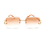 Men's Classic C Diamond Cut Sunglasses // 18k Gold + Gradient Brown