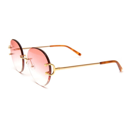 Unisex Classic C Round Sunglasses // 18k Gold + Gradient Pink-Brown