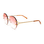 Unisex Classic C Round Sunglasses // 18k Gold + Gradient Pink-Brown