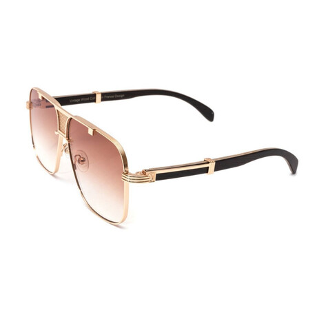 Men's Navigator Brigade Sunglasses // 18k Rose Gold + Black Wood