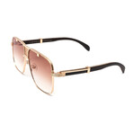 Men's Navigator Brigade Sunglasses // 18k Rose Gold + Black Wood