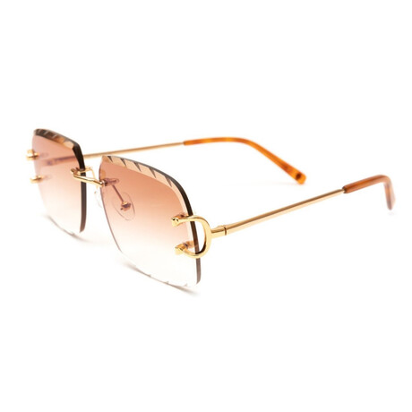 Men's Classic C Diamond Cut Sunglasses // 18k Gold + Gradient Brown