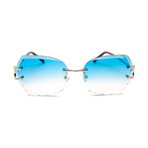 Women's Classic C Diamond Cut Sunglasses // Silver + Gradient Blue