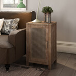 Farmhouse Woven Fronts End Table with One Door