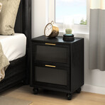 Two Drawer Glass Front Nightstand