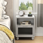 One Drawer Glass Front Nightstand // Gray