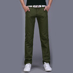 Slit Pocket Straight Leg Spring Pants // Green (31)