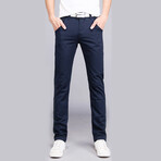 Slit Pocket Straight Leg Spring Pants // Navy Blue (28)