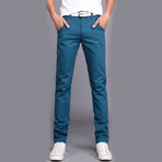 Slit Pocket Straight Leg Spring Pants // Blue (36)