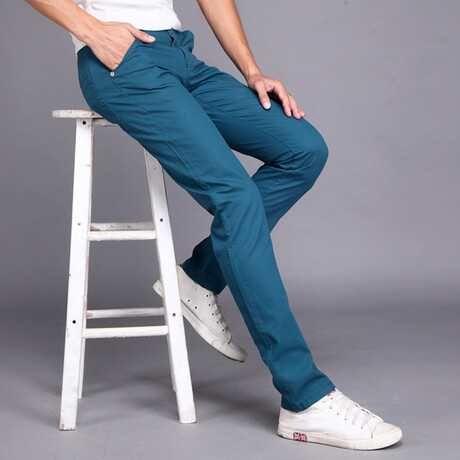 Slit Pocket Straight Leg Spring Pants // Blue (28)