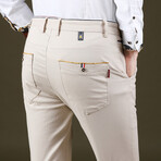 Gold Cord Pocket Straight Leg Pants // Cream (31)