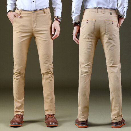 Gold Cord Pocket Straight Leg Pants // Khaki (28)