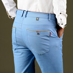 Gold Cord Pocket Straight Leg Pants // Light Blue (36)
