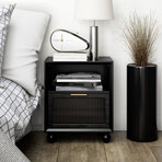 One Drawer Glass Front Nightstand // Black