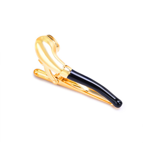 Pipe Crafted Tie Clip // Gold