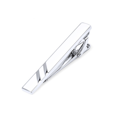 Prestige Crafted Tie Clip // Silver + White