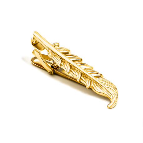 Feather Crafted Tie Clip // Gold