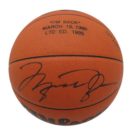 Michael Jordan // Signed Wilson Jet "I'm Back March 19, 1995" // Engraved Basketball (LE #326/1995) (UDA)