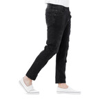 Distressed Men's Fashion Jeans // Jet Black (38WX32L)