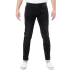 Distressed Men's Fashion Jeans // Jet Black (30WX30L)