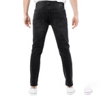 Distressed Men's Fashion Jeans // Jet Black (32WX30L)