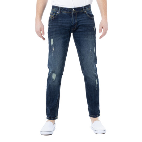 Distressed Men's Fashion Jeans // Indigo (30WX30L)