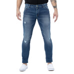 Distressed Men's Fashion Jeans // Blue (38WX32L)