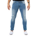 Distressed Men's Fashion Jeans // Light Stone (38WX32L)