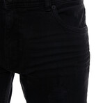 Distressed Men's Fashion Jeans // Jet Black (36WX32L)