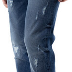 Distressed Men's Fashion Jeans // Blue (38WX32L)