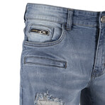 Distressed Men's Fashion Jeans // Light Denim (34WX30L)