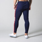 Contrast Stripe Joggers // Blue + White + Red (3XL)
