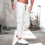 Checked Joggers // White + Light Gray (S)