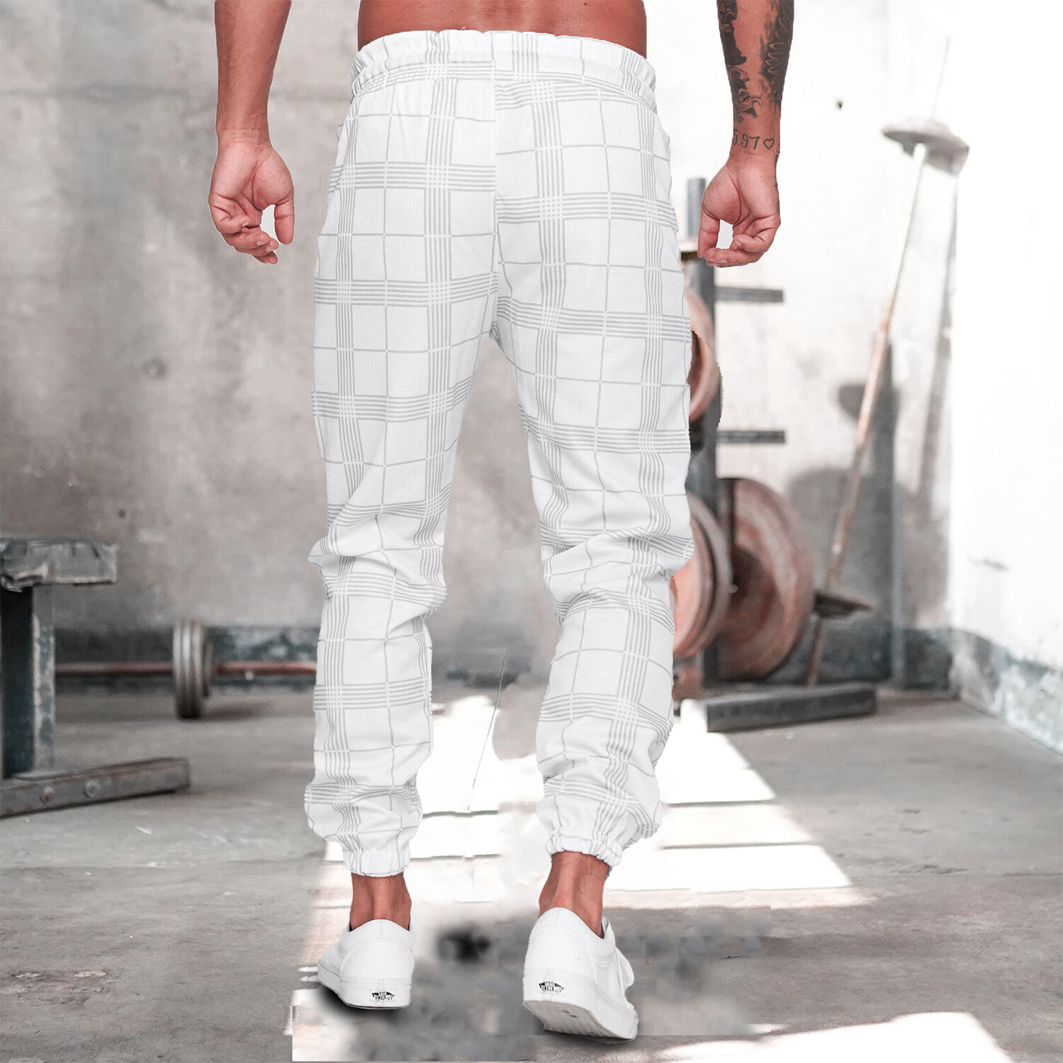 Checked Joggers // White + Light Gray (S) - Amedeo Exclusive Joggers ...