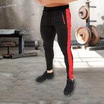 Contrast Stripe Joggers // Black + Red (S)