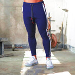 Contrast Stripe Joggers // Blue + White + Red (3XL)