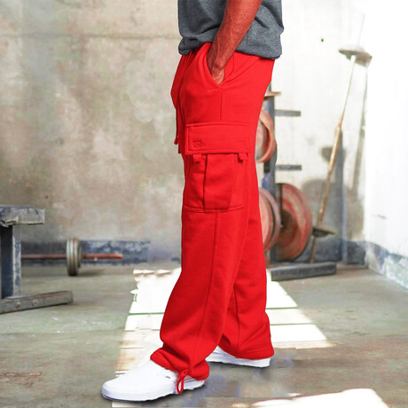 Wide Leg Joggers // Red (S)