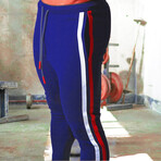 Contrast Stripe Joggers // Blue + White + Red (2XL)