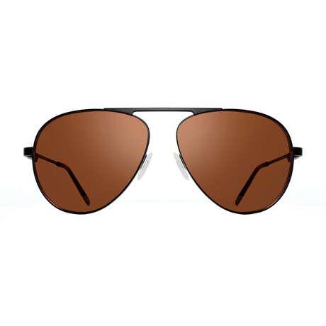 Revo // Men's Metro Aviator Sunglasses // Black + Brown // New