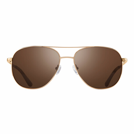 Revo // Unisex Maxie Aviator Sunglasses // Gold + Terra // New