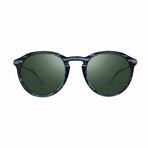Unisex Python III Oval Sunglasses // Blue Horn + Smoky Green // Store Display